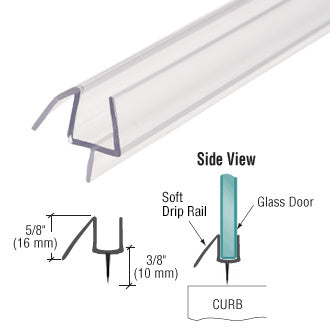 10mm Shower Screen PVC Under Door Bottom Water Seal with Drip Rail
