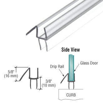 10mm Shower Screen PVC Door Bottom Strip Water Seal - Clear Bottom Wipe with Drip Rail
