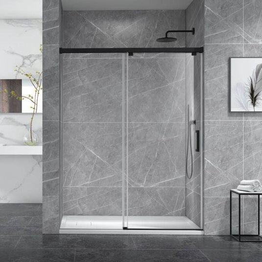 Soft-Closing Wall to Wall Sliding Shower Enclosure - Matte Black